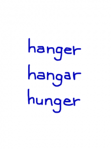 hanger/hangar/hunger 似た英単語/似ている英単語　画像