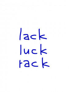 lack/luck/rack 似た単語/似ている英単語　画像