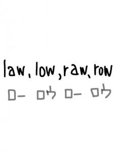 law/low/raw/row 似た単語/似ている英単語　画像