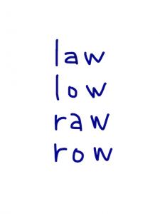 law/low/raw/row 似た単語/似ている英単語　画像