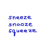 sneeze/snooze/squeeze 似た単語/似ている英単語　画像