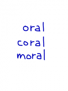 oral/coral/moral 似た単語/似ている英単語　画像