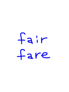 fair/fare 似た単語/似ている英単語　画像