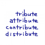 tribute/attribute/contribute/distribute 似た英単語/似ている英単語　画像