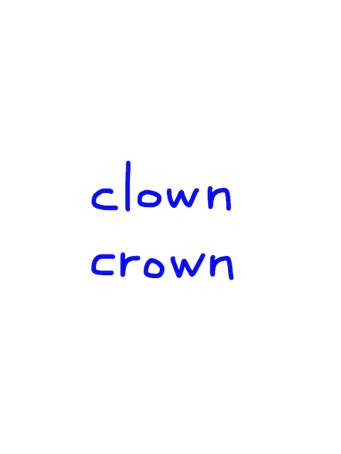 clown/crown 似た単語/似ている英単語　画像