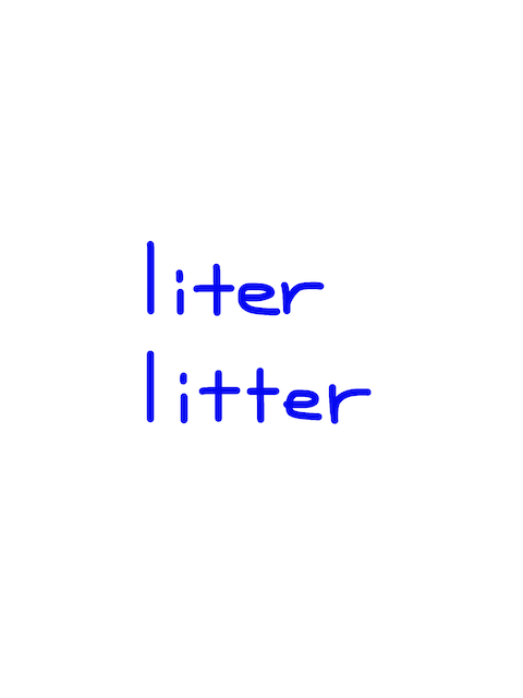 liter/litter 似た英単語/似ている英単語　画像