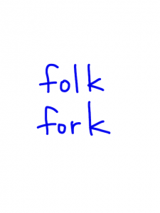 folk/fork 似た英単語/似ている英単語　画像