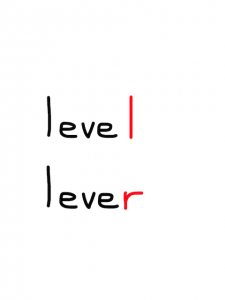 level/lever 似た英単語/似ている英単語　画像