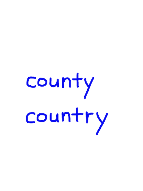 county/country 似た英単語/似ている英単語　画像