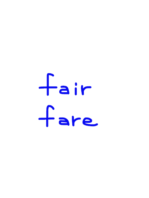 fair/fare 似た単語/似ている英単語　画像