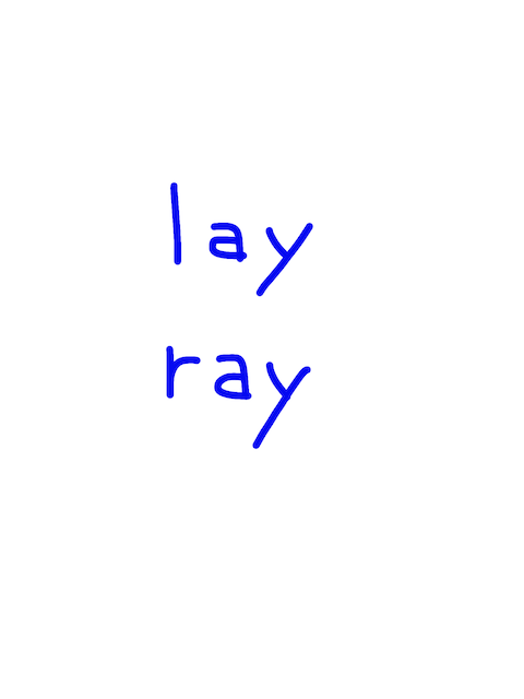 lay/ray 似た単語/似ている英単語　画像