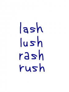 lash/lush/rash/rush　似た英単語/似ている英単語　画像