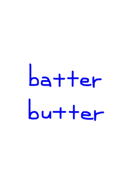 batter/butter　似た英単語/似ている英単語　画像