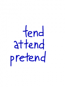 tend/attend/pretend　似た英単語/似ている英単語　画像