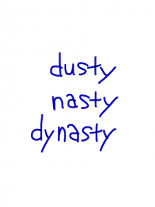 dusty/nasty/dynasty 似た英単語/似ている英単語　画像