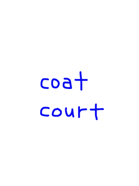 coat/court 似た英単語/似ている英単語　画像