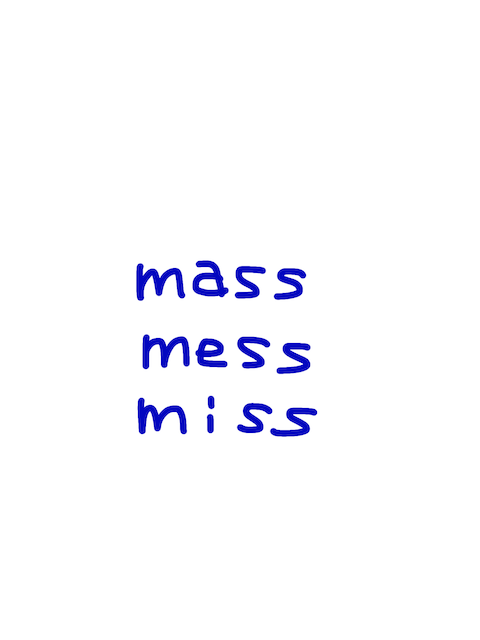 mass/mess/miss 似た英単語/似ている英単語　画像