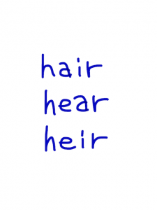 hair/hear/heir　似た英単語/似ている英単語　画像