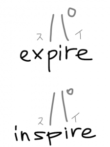 expire/inspire　似た英単語/似ている英単語　画像