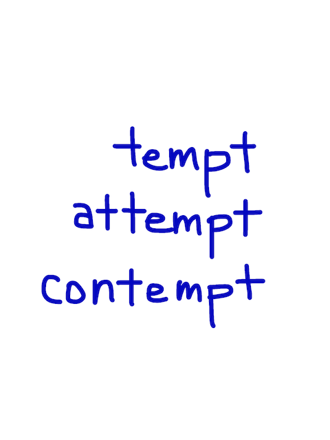 tempt/attempt/contempt 似た英単語/似ている英単語　画像