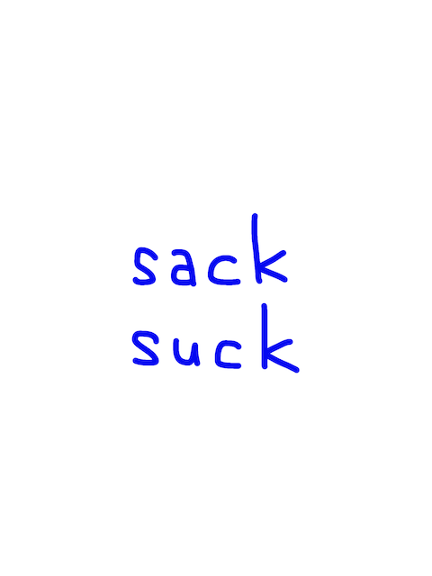 sack/suck　似た英単語/似ている英単語　画像