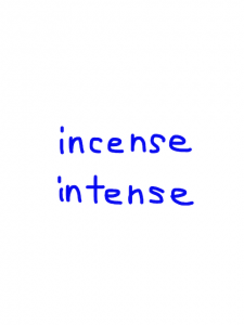 incense/intense   似た英単語/似ている英単語　画像