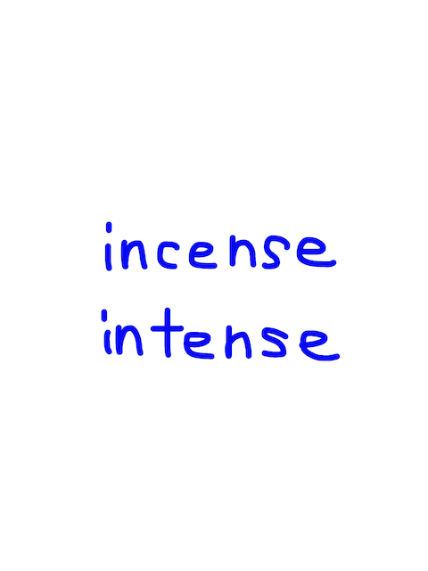 incense/intense 似た英単語/似ている英単語　画像