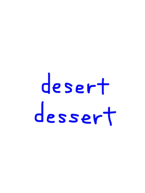 desert/dessert 似た英単語/似ている英単語　画像