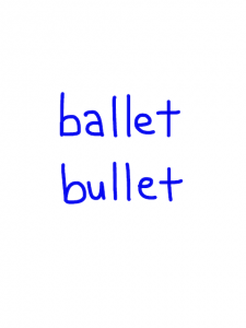 ballet/bullet　似た英単語/似ている英単語　画像