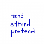 tend/attend/pretend　似た英単語/似ている英単語　画像