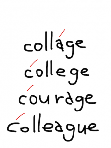 collage/college/courage/colleague 似た英単語/似ている英単語　画像