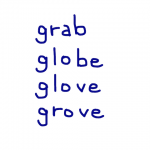 grab/globe/glove/grove 似た英単語/似ている英単語　画像