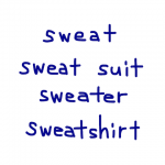 sweat/sweat suit/sweater/sweatshirt 似た英単語/似ている英単語　画像