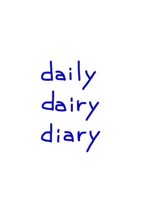 daily/dairy/diary 似た英単語/似ている英単語　画像