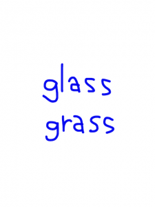 glass/grass 似た英単語/似ている英単語　画像