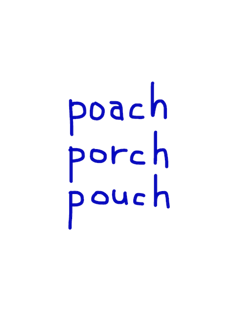 poach/porch/pouch 似た英単語/似ている英単語　画像