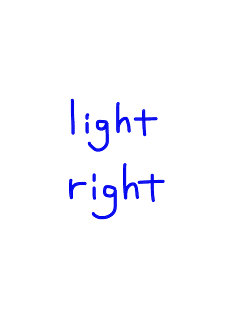 light/right 似た英単語/似ている英単語　画像