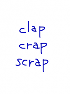 clap/crap/scrap　似た英単語/似ている英単語　画像