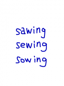 sawing/sewing/sowing　似た英単語/似ている英単語　画像