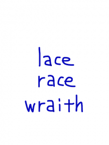 lace/race/wraith　似た英単語/似ている英単語　画像