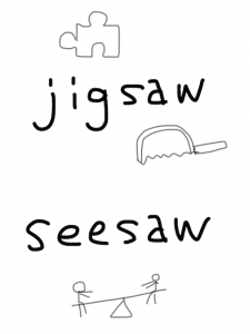 saw/sew/sow　似た英単語/似ている英単語　画像