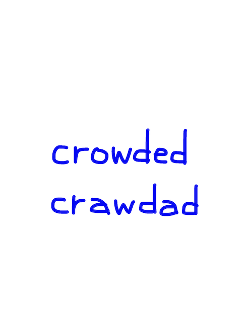 crowded/crawdad　似た英単語/似ている英単語　画像