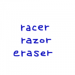 racer/razor/eraser　似た英単語/似ている英単語　画像