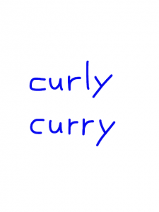 curly/curry　似た英単語/似ている英単語　画像