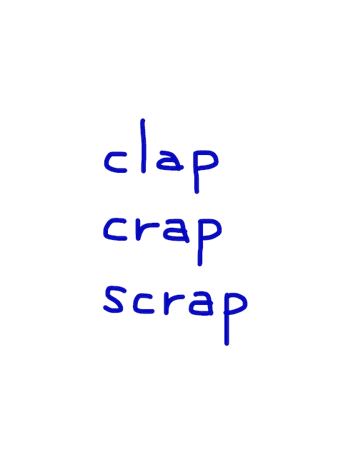 clap/crap/scrap　似た英単語/似ている英単語　画像