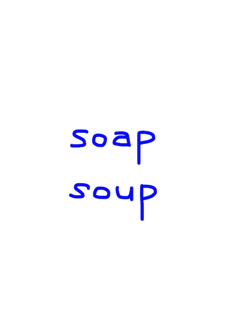 soap/soup　似た英単語/似ている英単語　画像