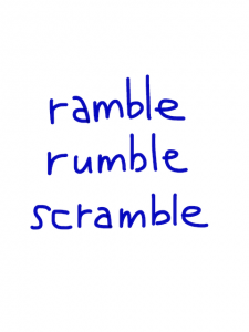 ramble/rumble/scramble　似た英単語/似ている英単語　画像