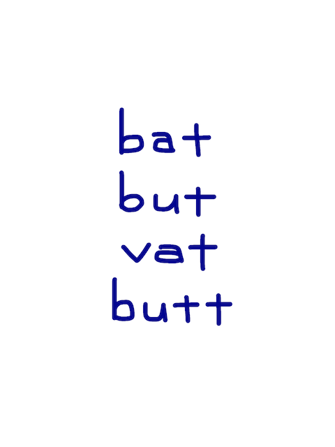 bat/but/vat/butt　似た英単語/似ている英単語　画像