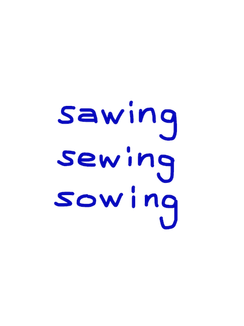 sawing/sewing/sowing　似た英単語/似ている英単語　画像