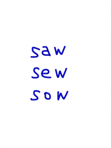 saw/sew/sow　似た英単語/似ている英単語　画像